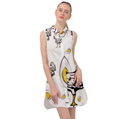 Roseanne Chicken Sleeveless Shirt Dress by EvgeniaEsenina