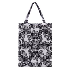 Stylized Botanical Motif Black And White Print Classic Tote Bag by dflcprintsclothing