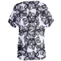 Stylized Botanical Motif Black And White Print Women s Oversized Tee View2