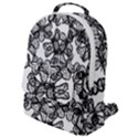 Stylized Botanical Motif Black And White Print Flap Pocket Backpack (Small) View1