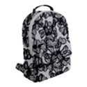 Stylized Botanical Motif Black And White Print Flap Pocket Backpack (Small) View2