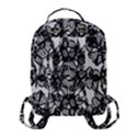 Stylized Botanical Motif Black And White Print Flap Pocket Backpack (Small) View3