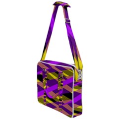 Abstract Geometric Blocks, Yellow, Orange, Purple Triangles, Modern Design Cross Body Office Bag by Casemiro