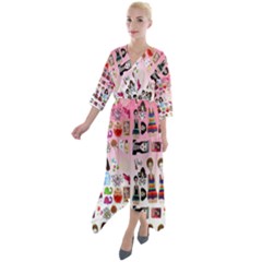 Kawaii Collage Pink Ombre Quarter Sleeve Wrap Front Maxi Dress by snowwhitegirl