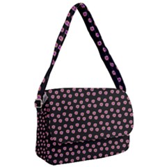 Peach Purple Daisy Flower Black Courier Bag by snowwhitegirl