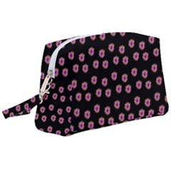 Peach Purple Daisy Flower Black Wristlet Pouch Bag (large) by snowwhitegirl