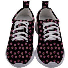 Peach Purple Daisy Flower Black Kids Athletic Shoes by snowwhitegirl