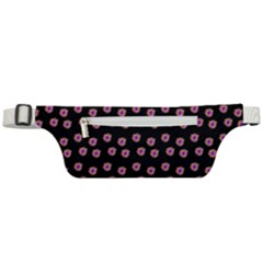 Peach Purple Daisy Flower Black Active Waist Bag by snowwhitegirl