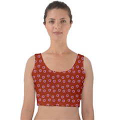 Peach Purple Daisy Flower Red Velvet Crop Top by snowwhitegirl