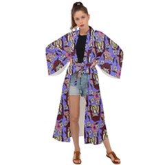 Braids Doll Daisies Purple Maxi Kimono by snowwhitegirl