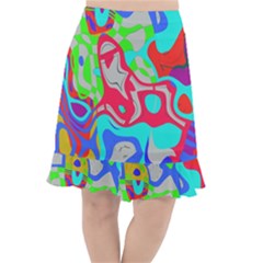 Colorful Distorted Shapes On A Grey Background                                                        Fishtail Chiffon Skirt by LalyLauraFLM