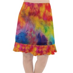 Colorful Watercolors Texture                                                       Fishtail Chiffon Skirt by LalyLauraFLM