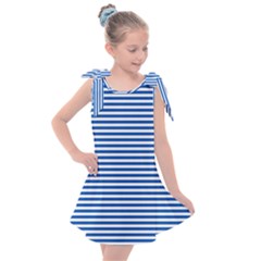 Classic Marine Stripes Pattern, Retro Stylised Striped Theme Kids  Tie Up Tunic Dress by Casemiro