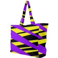 Abstract Triangles, Three Color Dotted Pattern, Purple, Yellow, Black In Saturated Colors Simple Shoulder Bag by Casemiro