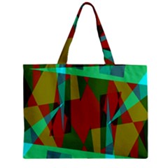 Rainbow Colors Palette Mix, Abstract Triangles, Asymmetric Pattern Zipper Mini Tote Bag by Casemiro