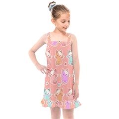 Cute Kawaii Kittens Seamless Pattern Kids  Overall Dress by Amaryn4rt