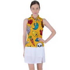 Graffiti Characters Seamless Ornament Women s Sleeveless Polo Tee by Amaryn4rt