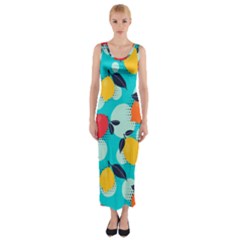 Pop Art Style Citrus Seamless Pattern Fitted Maxi Dress by Amaryn4rt