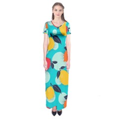 Pop Art Style Citrus Seamless Pattern Short Sleeve Maxi Dress by Amaryn4rt