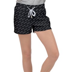 Xoxo Black And White Pattern, Kisses And Love Geometric Theme Velour Lounge Shorts by Casemiro