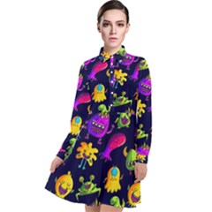 Space Patterns Long Sleeve Chiffon Shirt Dress by Amaryn4rt