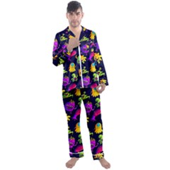 Space Patterns Men s Long Sleeve Satin Pyjamas Set by Amaryn4rt