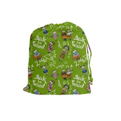 Seamless Pattern With Kids Drawstring Pouch (large) by Amaryn4rt