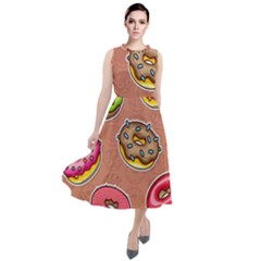 Doughnut Doodle Colorful Seamless Pattern Round Neck Boho Dress by Amaryn4rt