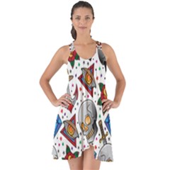 Full Color Flash Tattoo Patterns Show Some Back Chiffon Dress by Amaryn4rt