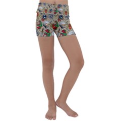 Tattoo Pattern Kids  Lightweight Velour Yoga Shorts by Amaryn4rt