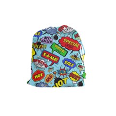 Comic Bubbles Seamless Pattern Drawstring Pouch (medium) by Amaryn4rt