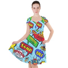 Comic Bubbles Seamless Pattern Cap Sleeve Midi Dress by Amaryn4rt