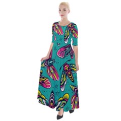 Vintage Colorful Insects Seamless Pattern Half Sleeves Maxi Dress by Amaryn4rt