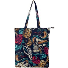 Vintage Art Tattoos Colorful Seamless Pattern Double Zip Up Tote Bag by Amaryn4rt