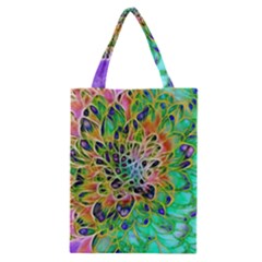 Peacock Chrysanthemum Classic Tote Bag by bloomingvinedesign