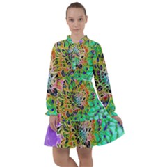 Peacock Chrysanthemum All Frills Chiffon Dress by bloomingvinedesign