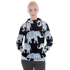 Elephant-pattern-background Women s Hooded Pullover by Sobalvarro