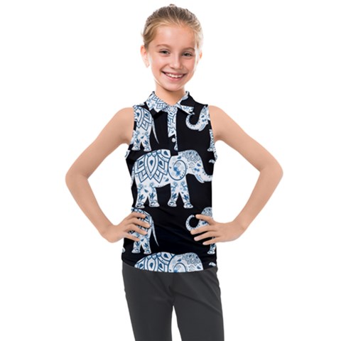 Elephant-pattern-background Kids  Sleeveless Polo Tee by Sobalvarro