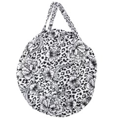 Vector-eclectic-fabric-seamless-pattern-animal-background-with-baroque-ornament Giant Round Zipper Tote by Sobalvarro