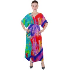 Crazy Graffiti V-neck Boho Style Maxi Dress by essentialimage