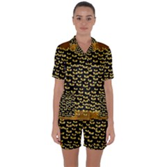 Free Peace Frangipani In Plumeria Freedom Satin Short Sleeve Pyjamas Set by pepitasart