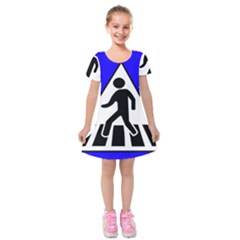 Cross Crossing Crosswalk Line Walk Kids  Short Sleeve Velvet Dress by HermanTelo