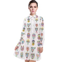 Female Reproductive System  Long Sleeve Chiffon Shirt Dress by ArtByAng