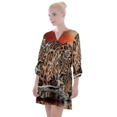 Nature With Tiger Open Neck Shift Dress by Sparkle