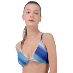 Blue White Knot Up Bikini Top