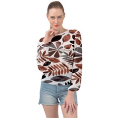 Shiny Leafs Banded Bottom Chiffon Top by Sparkle