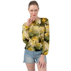 Yellow Roses Banded Bottom Chiffon Top by Sparkle