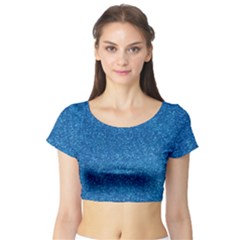 Blue Sparkles Short Sleeve Crop Top by ElenaIndolfiStyle