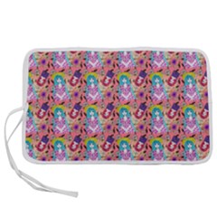 Blue Haired Girl Pattern Pink Pen Storage Case (l) by snowwhitegirl