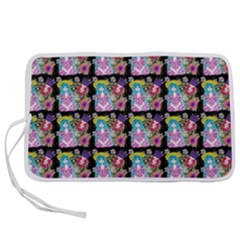 Blue Haired Girl Pattern Black Pen Storage Case (l) by snowwhitegirl